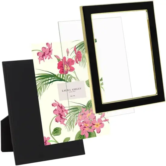 5x7 Black Enamel Picture Frame, Gold Metal Edge with Easel {5}