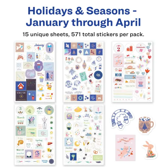 Avery Holidays and Seasons Planner Sticker Pack with Christmas Stickers, Thanksgiving Stickers, and Other Holiday Stickers, 15 Sticker Sheets, 571 Planner Stickers (6776) {2}
