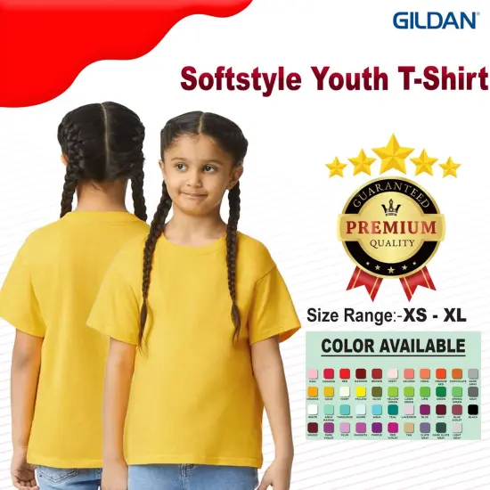 Gildan&reg; Youth Crewneck Short Sleeve Sofystyle T-shirt - 64000B Heather royal {3}