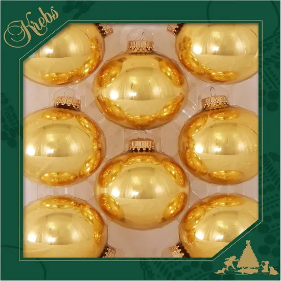 Golden Topaz 2 5/8" (67mm) Glass Ball Ornaments - 8 Piece Set {1}