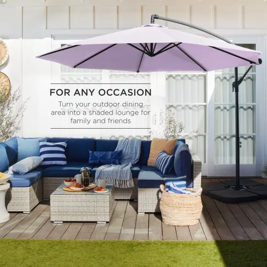 Best Choice Products 10ft Offset Hanging Outdoor Market Patio Umbrella w/ Easy Tilt Adjustment Lavender {3}