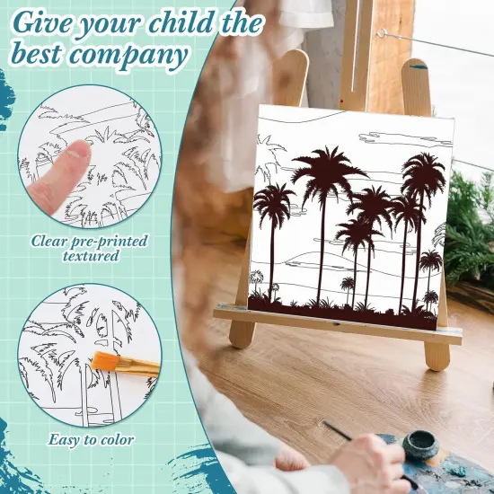 12 Pcs Pre Drawn Canvas Set for Adults(Landscape,8 x 8 Inch) {4}