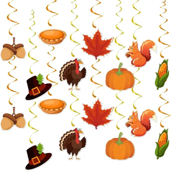 24Pcs Thanksgiving Fall Streamers Garland Decorations {1}