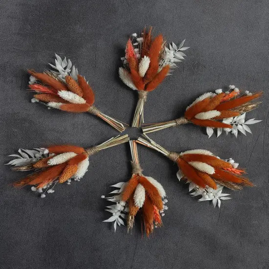 Dried Flower Bouquet (Pack of 6), Fall Dried Flower Bouquet, boutonnieres for Groom and Groomsmen. {2}