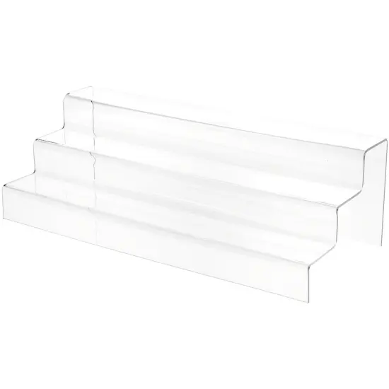 Plymor Clear Acrylic 3-Step Solid Back Display Stairs, 5.5" H x 18" W x 8" D {1}