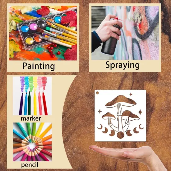 20 Pieces Mushrooms Stencils Template - 5.1" {4}