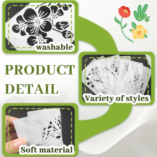 18 Sheet Reusable Flower Stencils for Painting,Stencils {2}