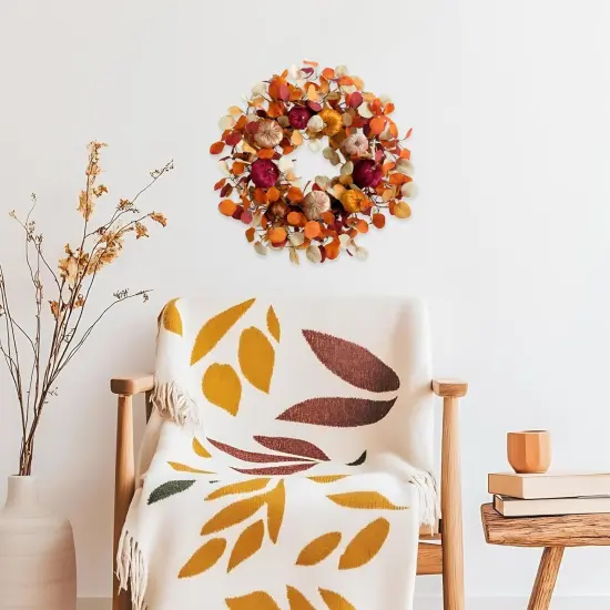 Fall Eucalyptus Velvet Pumpkin Wreath {5}