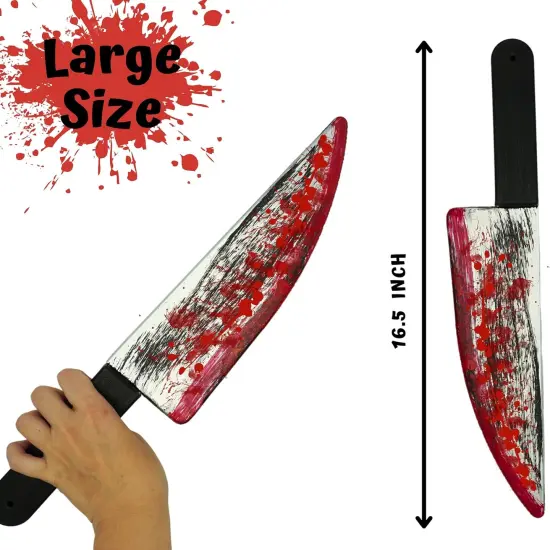 4E&rsquo;s Novelty Large 16.5" Fake Knife with Bloody Effect &ndash; Plastic Halloween Prop Knife for Scary Clown, Michael Myers, Chucky, Zombie Costumes &ndash; Safe for Kids & Adults, Realistic Look, Lightweight Toy {6}