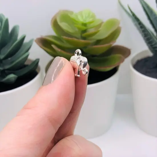 Silver Plated Tibetan Elephant Charms, 12x14mm {4}