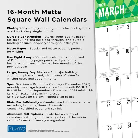 Jumbo Grid Large Print | 2026 12 x 24 Inch (Hanging) Monthly Square Wall Calendar | Matte Paper and Foil Stamped Cover {6}