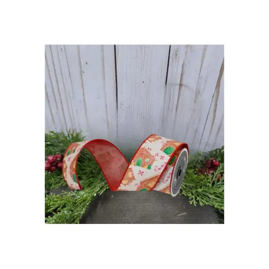 2.5" Gingerbread Village Ribbon: White (10 Yards) {2}