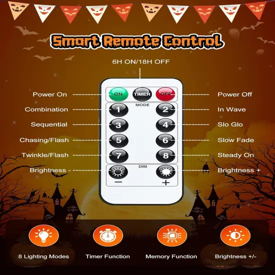 100 LED 39 FT Halloween Decorations Orange Lights Indoor {2}