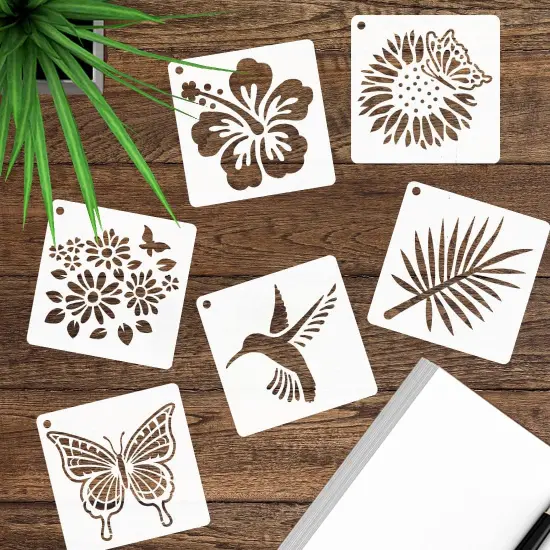 60 Pcs Flower Painting Stencils Reusable Flower Stencils - 3x3 Inch {4}