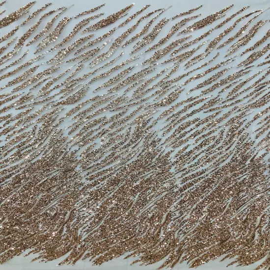 1 Yard Beaded & Sequined Embroidered Lace Fabric on Polyester Mesh, 52" Wide Silver {2}