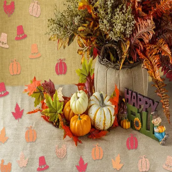 200pcs Thanksgiving Pumpkin Glitter Confetti - Hats {2}