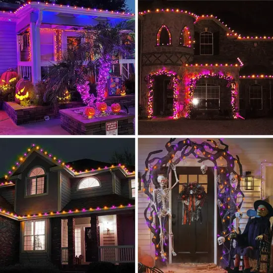 98FT 2PK 100LED Orange and Purple C9 Halloween Lights {3}
