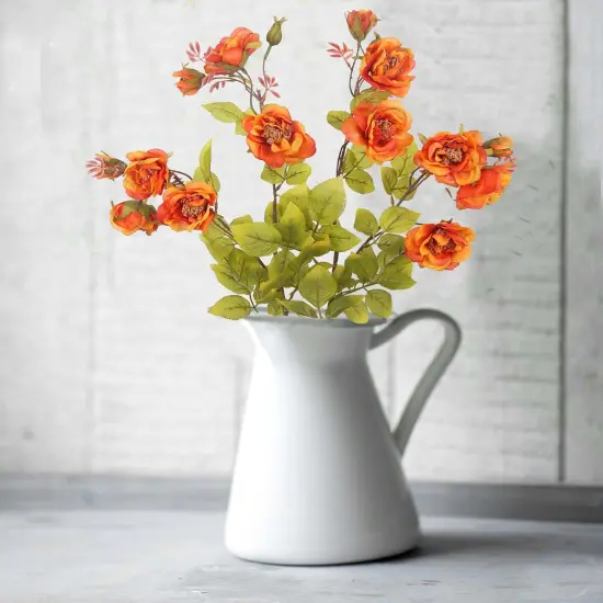 2 Pcs Artificial Fall Rose Flowers with Stems Orange Silk Flowers {5}