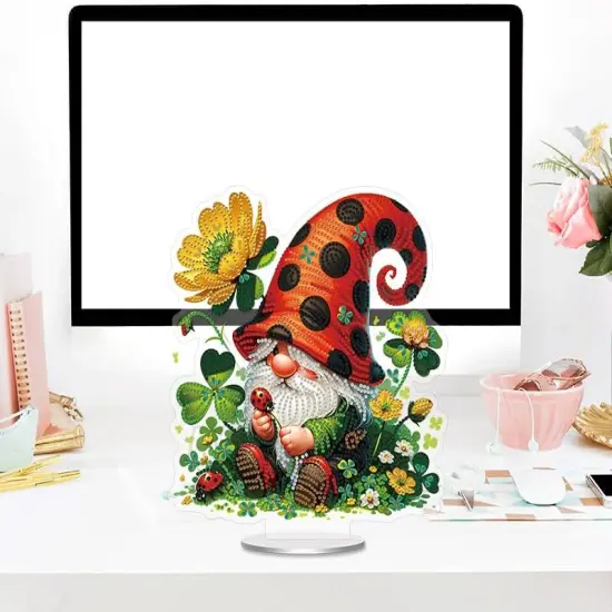 Cute Gnome with Flower Diamond Painting Desktop Ornament Kit {4}