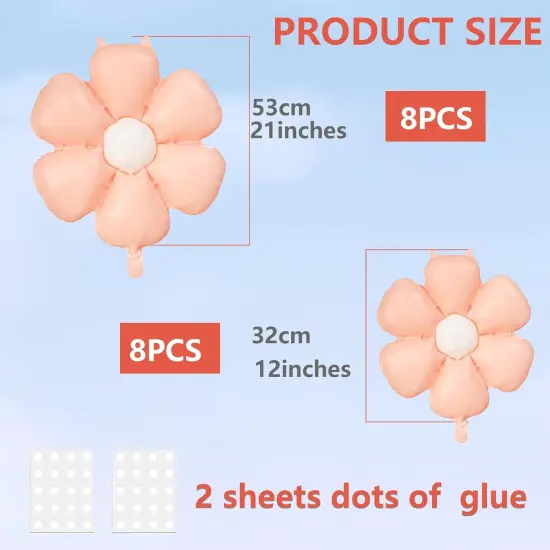 16PCS Daisy Balloons, Boho Flower Balloons Aluminum Foil Groovy Daisy Party Decorations for Birthday Baby Shower Wedding Party (4color,Large*8,Small*8) {3}