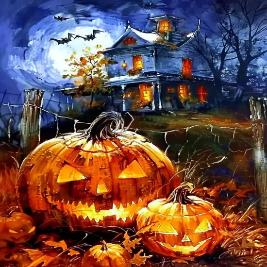 DIY Paint by Numbers Art Kits for Adults Halloween Castle,16x20 inch Pumpkin Oil Painting by Numbers for Beginner Gift {1}
