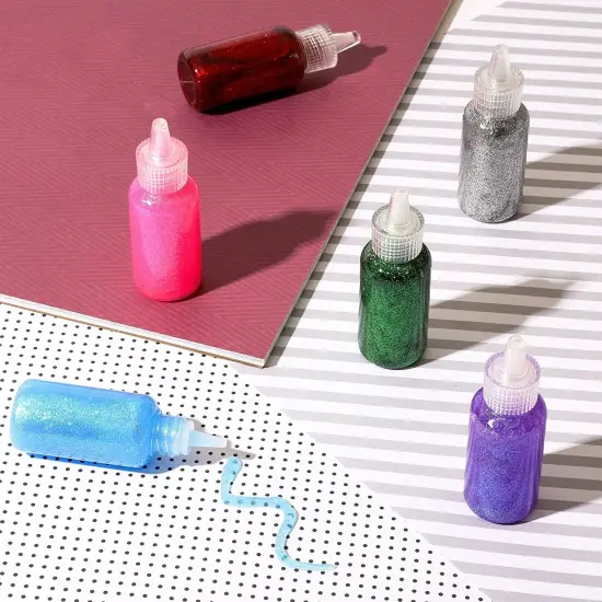 12 Pack Glitter Glue, 20 mL Each, Neon Metallic Colors &ndash; Ideal for DIY, School Projects, Arts and Crafts, Easy Squeeze Bottles for Adults Multicolor {2}