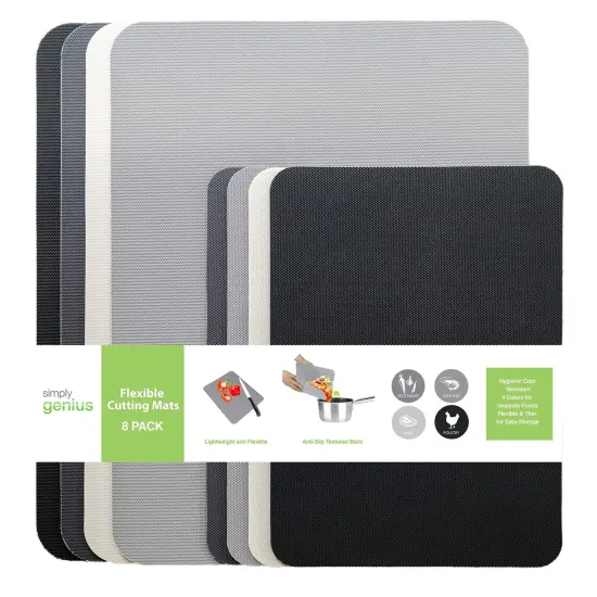 Plastic Cutting Boards for Kitchen - Color Coded Chopping Board Set - Flexible Cutting Mats for Meat & Vegetables - Dishwasher Safe, Non-Slip, BPA Free (8-Pack Gray, Mixed Size) Multicolor {6}