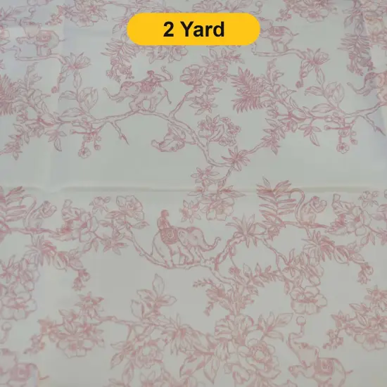 Ben Toile Satin Dull Fabric 58/60" Wide Premium French Design Blush Pink {1}