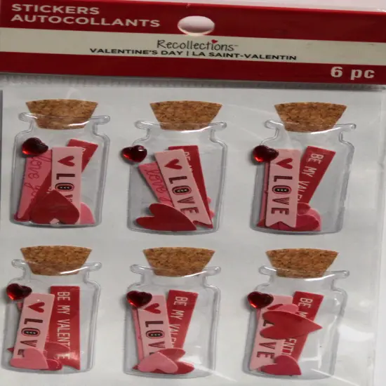 Recollections Valentine's Day Jars Dimensional Shaker Stickers {1}