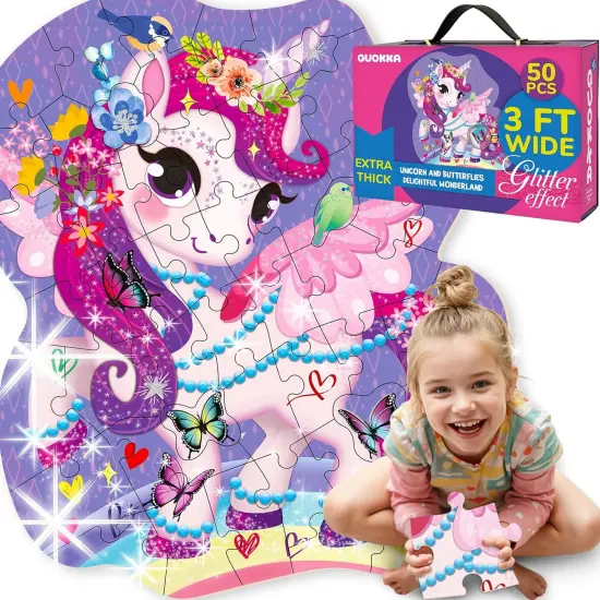 2x3 FT Glitter Giant Floor Puzzles for Kids | Unicorn {1}