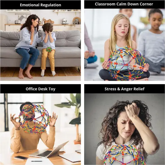 4E's Novelty 2 Pack Expandable Ball - Perfect Stress Balls for Adults & Kids, Ideal Plastic Expandable Ball Toy for Calm Down Corner Supplies & ADHD {6}