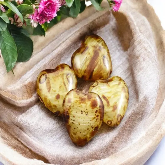 *10* 16x15mm Mottled Beige Opal Travertine Heart Beads {1}