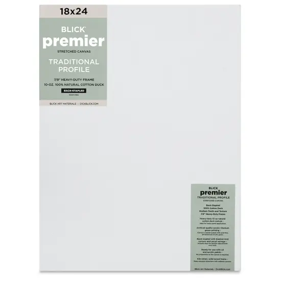 Blick Premier Stretched Cotton Canvas - Traditional Profile, Back-Stapled, 18" x 24" {1}