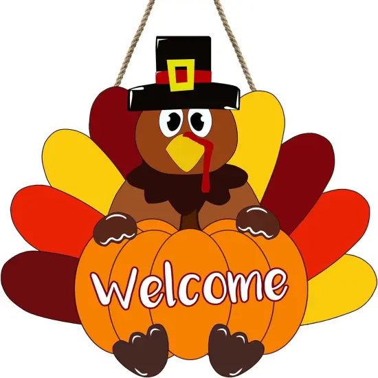 Thanksgiving Turkey Door Sign - Multicolor {1}