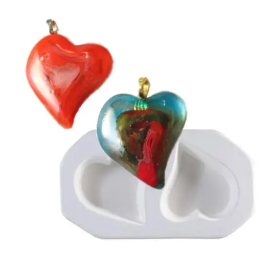 5.75" x 3.25" x 1" Two Cast-a-Cab Hearts Glass Fusing Kiln Mold {1}