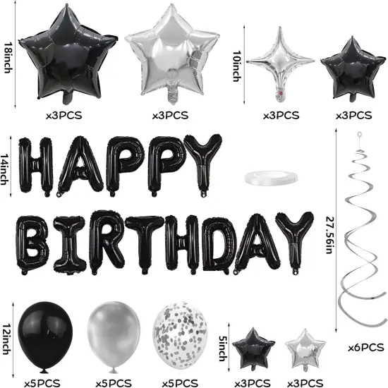 56 PCS Happy Birthday Balloons {2}