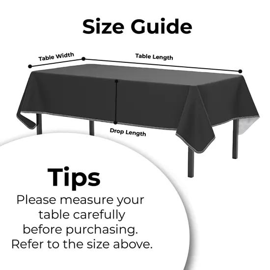Exquisite Vinyl Tablecloth &ndash; 54" x 70" &ndash; Pack of 1 &ndash; Rectangular Plastic Table Cover with Flannel Backing &ndash; Reusable & Waterproof Tablecloth for Events and Parties Black {5}