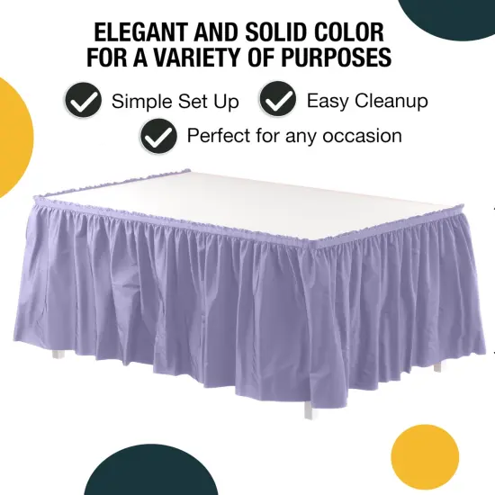 Ruffle Disposable Table Skirt 14 Ft Long Pleated Table Skirts with Adhesive Strip &ndash; Fits 6ft+ Rectangle or Round Tables &ndash; Ideal for Birthday Parties, Gender Reveal, Baby Showers & Event Decorations 6 pack by Exquisite Lavender {2}