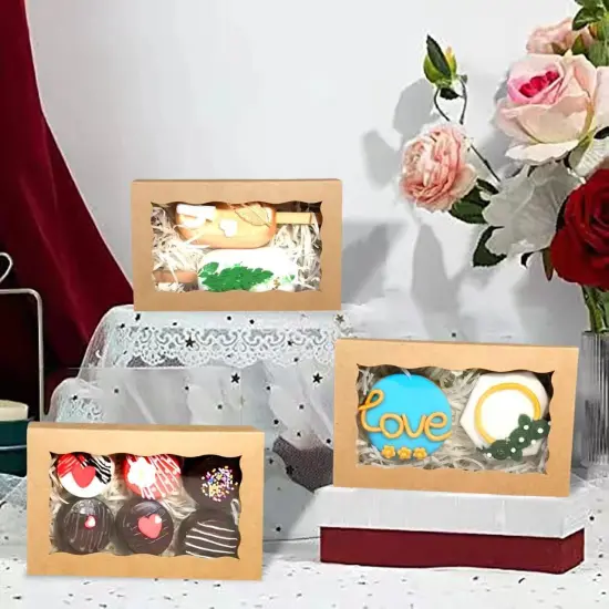 50 Pack DIY Assembly Brown 7 x 4 3/8 x 1&frac12; inches Cookies Boxes BakeryTreat Boxes Packaging for Macaron Chocolate Truffle Cakesickle {5}