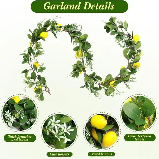 6 ft Artificial Lemon Garland 30 Pcs 3 x 2 Inch Fake Lemons Spring Greenery Garland Wreath Faux Lemon Decoration for Home Front Wedding Party Table {4}