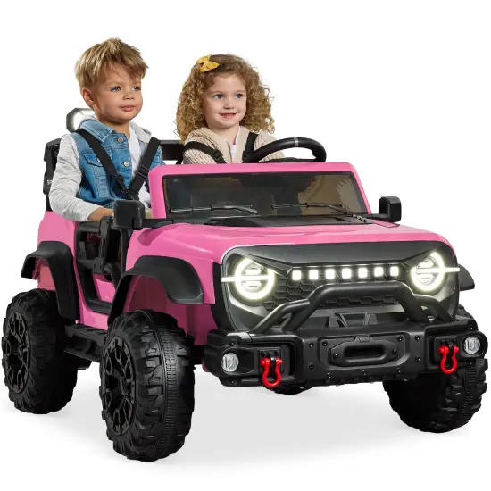 Best Choice Products Kids 24V 2-Seater Electric Ride-On Car Truck w/ Parent Control, Bluetooth, LED Lights Hot Pink {7}