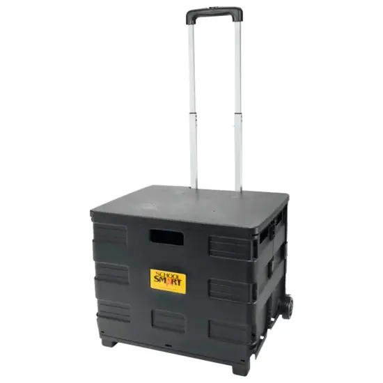 School Smart Folding Storage Cart on Wheels, Large, 16-1/4 x 13 x 13-1/2 Inches, Black {1}