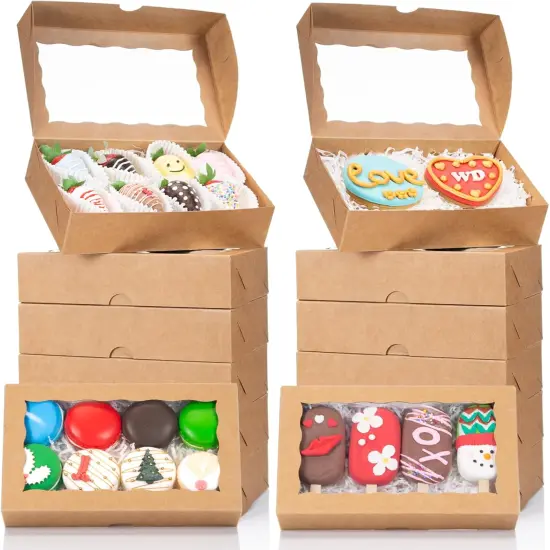 50PCS 8x5x2Inch Bakery Boxes with Window Chocolate Covered Strawberries Boxes Cookie Boxes Cakesickle Boxes Browines Boxes Donut Boxes {4}