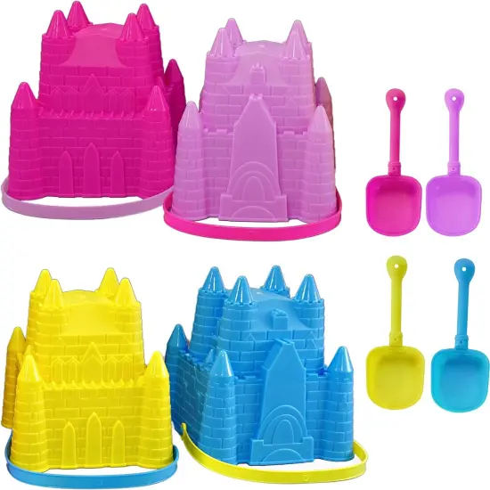 4E&rsquo;s Novelty 4 Sets Castle Beach Bucket & Shovel - Sand Castle Building Kit {5}