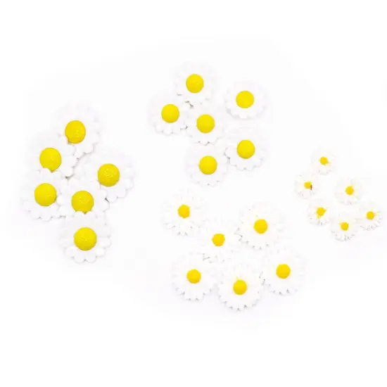 Pure Daisy Craft Embellishments White Floral Shank-Back & Flat-Back Buttons 24pcs {2}