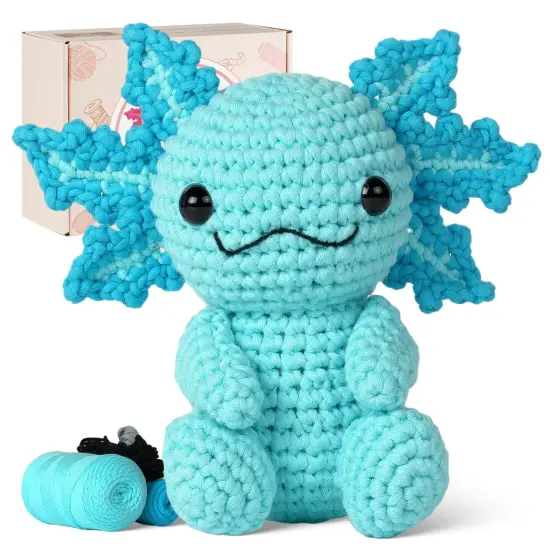 Crochet Kit for Beginners, Crochet Animal Kits, Amigurumi Crocheting Kit for Starters with Step-by-Step Video Tutorials, Beginner Crochet Kit for Adults (1Pack Blue Axolotl) {2}