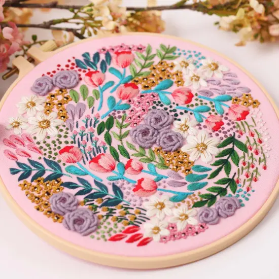 3 Pack Embroidery Starter kit with Patterns and Instructions, DIY Adult Cross Stitch Kits Beginner, Including 3 Plastic Embroidery Rings, 1 Scissors, Colored Threads and Needles {3}