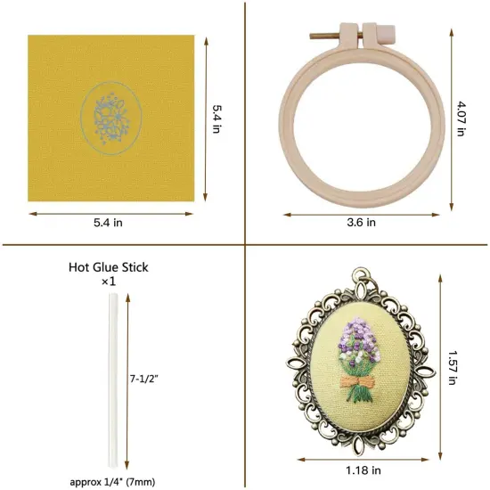 ZOCONE 4 Packs Embroidery Necklace Kit, Embroidery Pendant Kit Mini Cross Stitch Kit with Hoop, Necklace, Pendant, Stamped Pattern Cloth, Instructions, etc., Embroidery Kit for Adults {6}