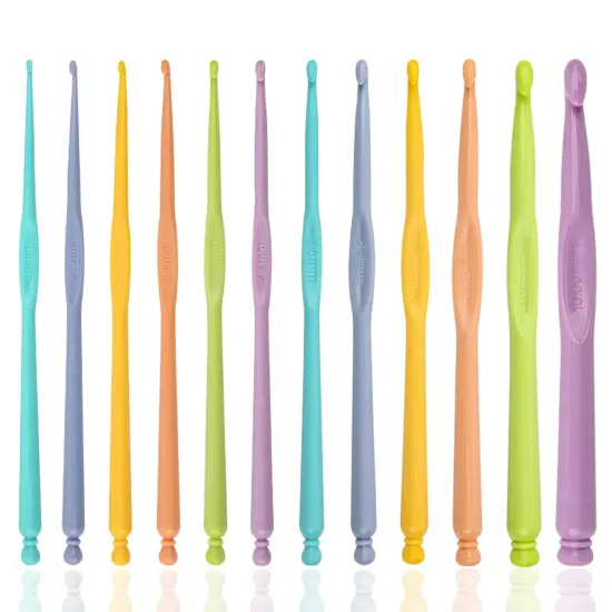 Plastic Crochet Hooks 12 pcs Different Sizes (2.0mm - 10.0mm) Crochet Needles QLRFFLJOY Colorful Crochet Hook Set DIY Yarn Weaving Tools for Scarf Hat Gloves Knitting {2}
