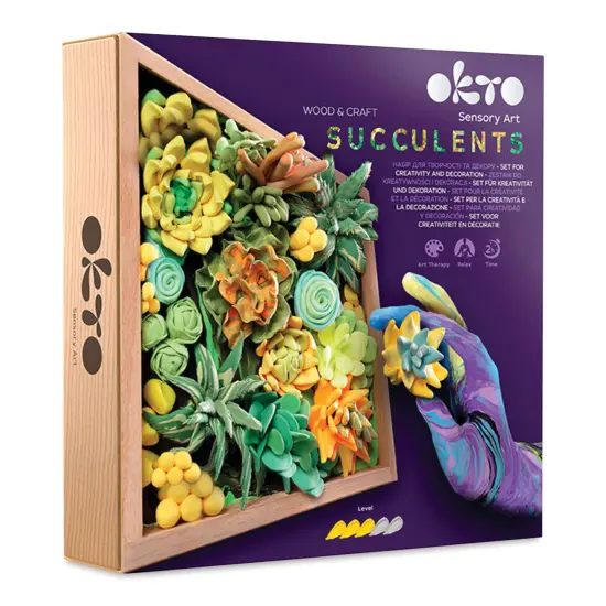 Okto Sensory Art DIY Wood & Craft Clay Kit - Succulents, Energy Colors {1}